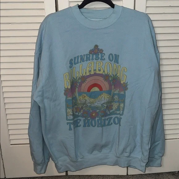 Billabong Light Blue Sunrise Graphic Crewneck Sweater - Picture 1 of 3